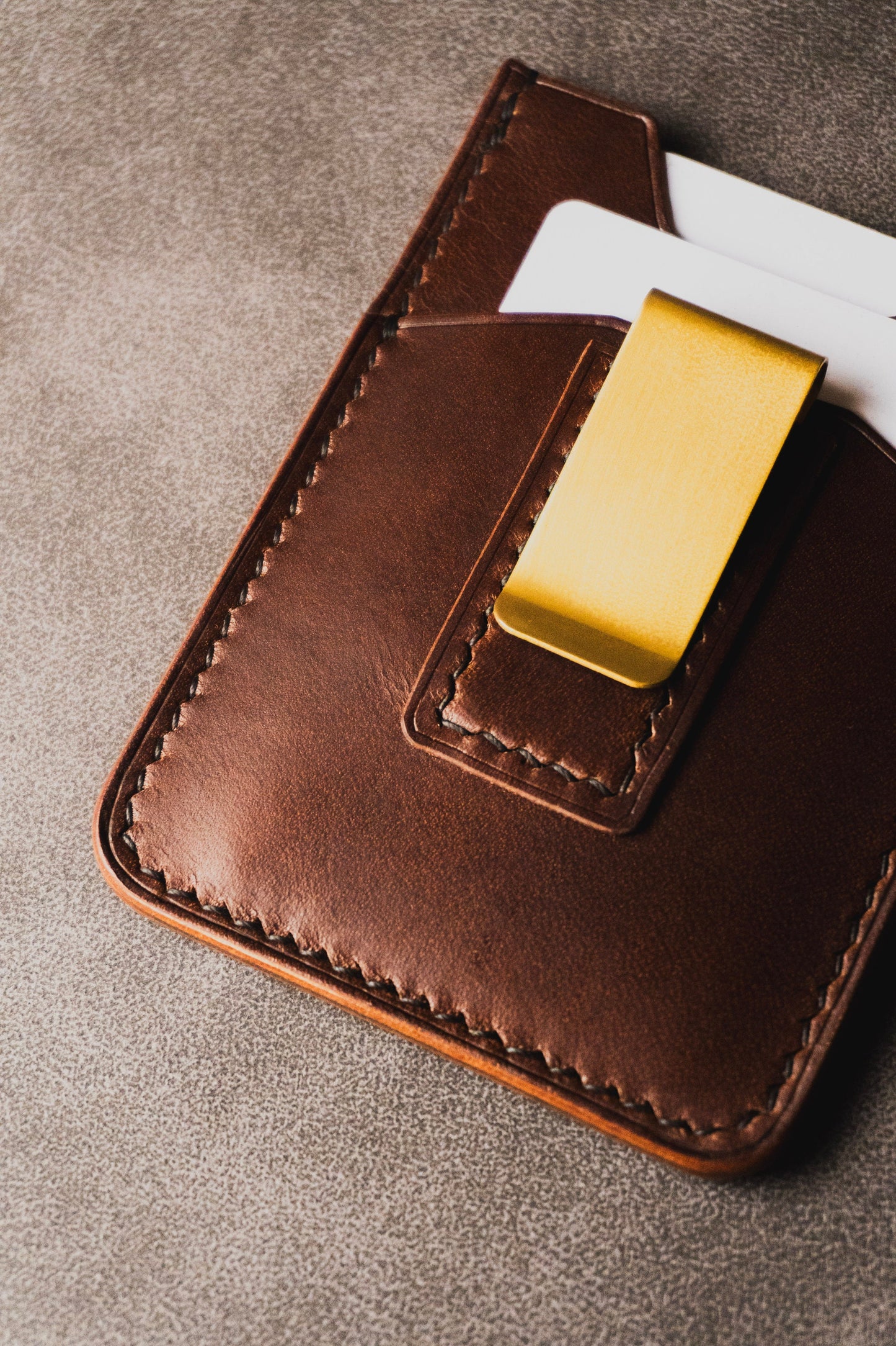 Sharkskin leather Minimalist Money clip card holder Wallet, Buttero Leather EDC Wallet