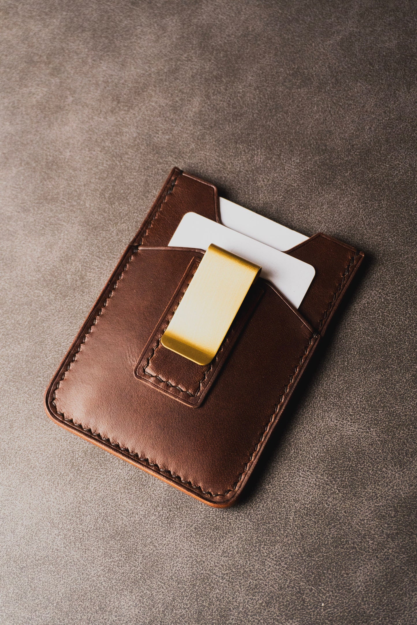 Sharkskin leather Minimalist Money clip card holder Wallet, Buttero Leather EDC Wallet