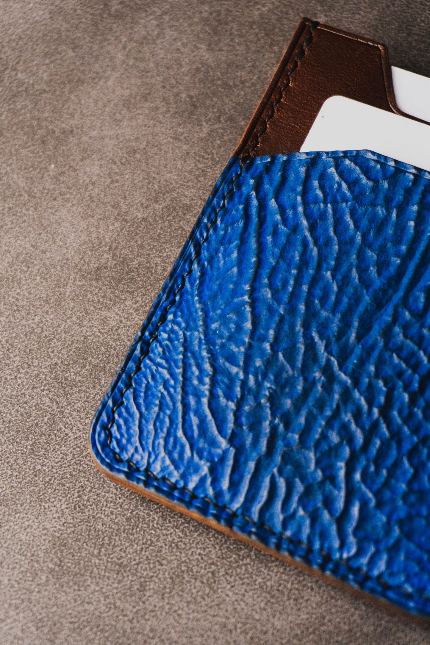 Sharkskin leather Minimalist Money clip card holder Wallet, Buttero Leather EDC Wallet