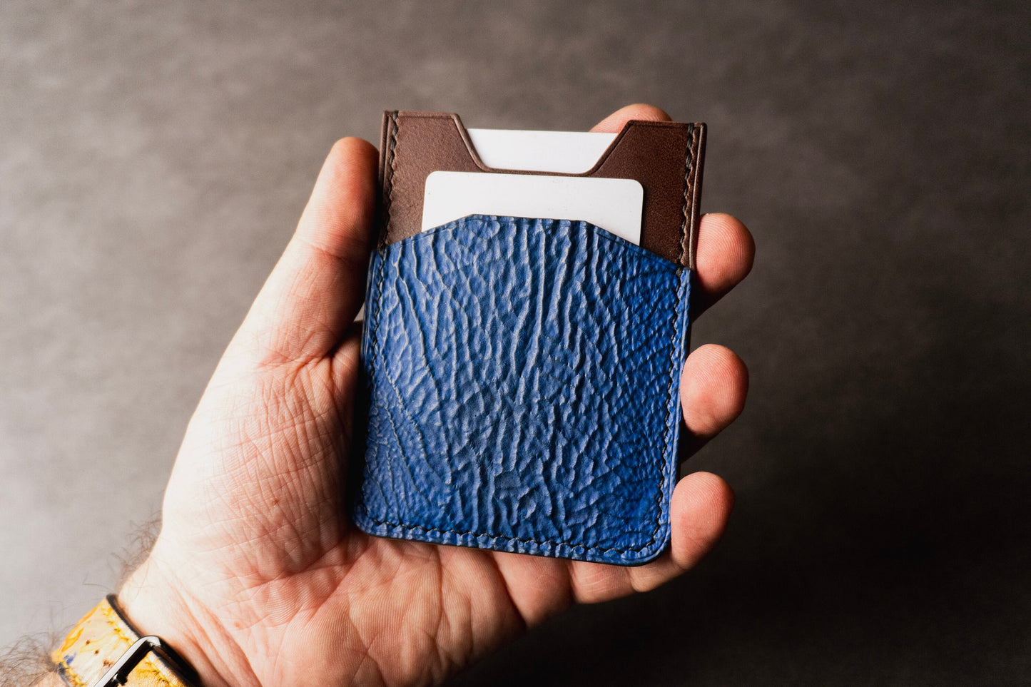 Sharkskin leather Minimalist Money clip card holder Wallet, Buttero Leather EDC Wallet