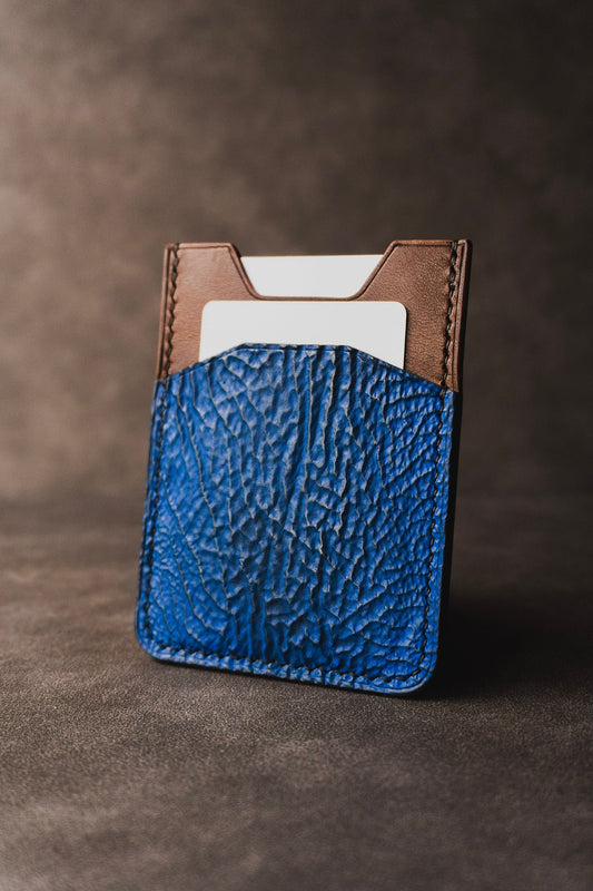 Sharkskin leather Minimalist Money clip card holder Wallet, Buttero Leather EDC Wallet