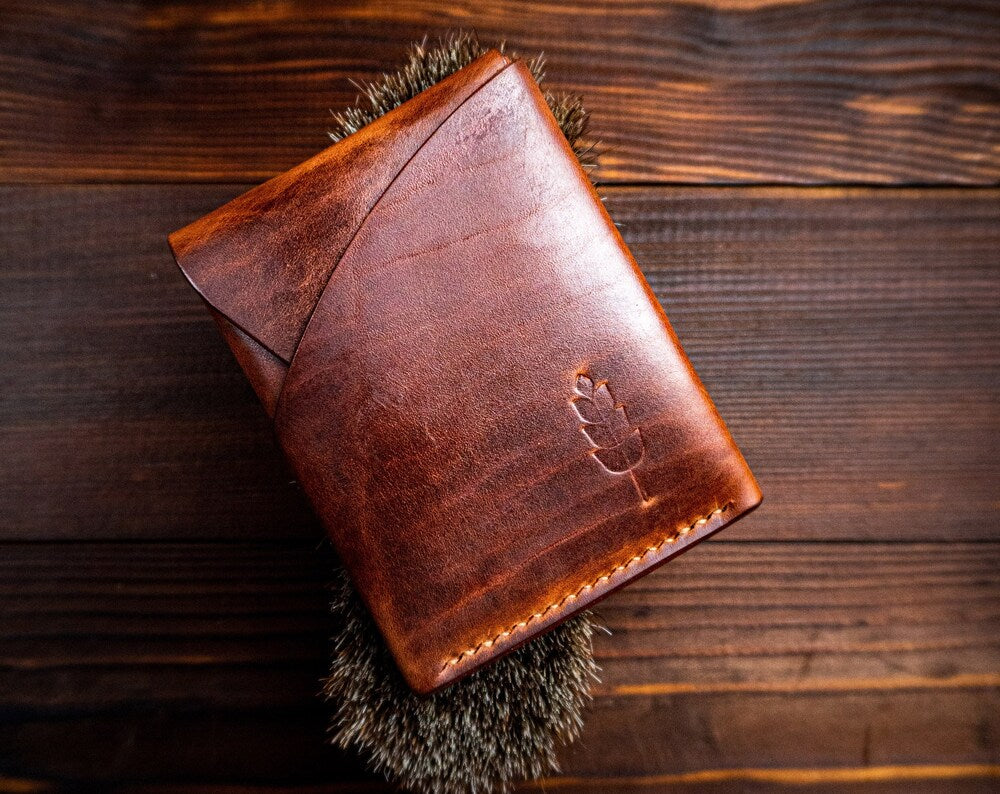 Brown Personalized Leather card holder wallet, Italian Leather, Minimalist Slim Mens Wallet, Unisex EDC Handmade Wallet